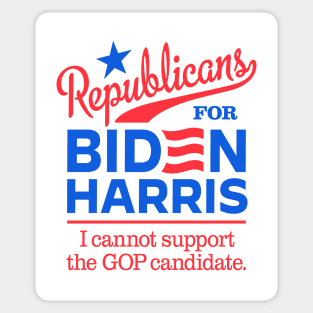 Republicans For Biden, I can't support the GOP candidate Sticker